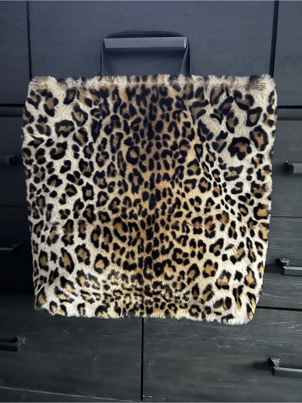 Leopard Print Faux Fur Throw Pillow Cover - Brown new